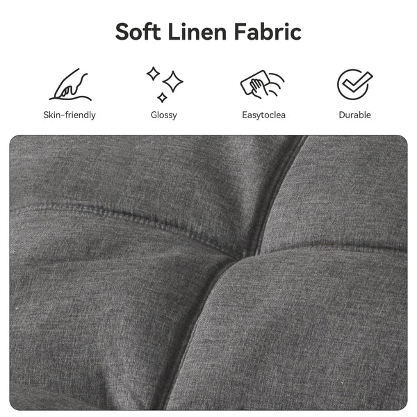 Convertible Futon Sofa Bed – Light Grey Linen