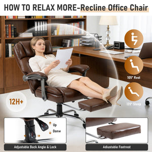 500 lbs Ergonomic Reclining Office Chair with Foot Rest