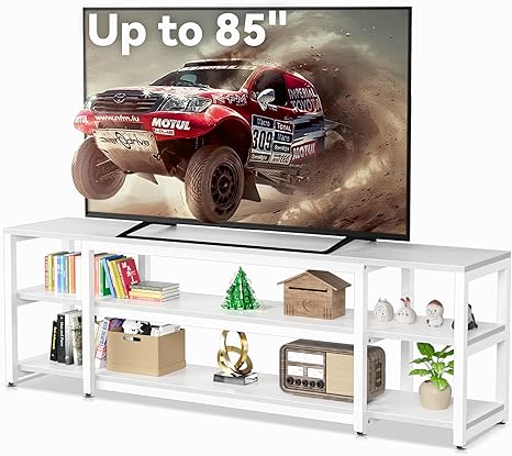 3-Tier TV Stand for 85 Inch TVs with Open Shelves