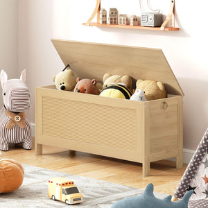 Storage Bench with Faux Rattan Lid & Safety Hinge