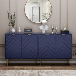 Herringbone Sideboard Buffet Cabinet with Storage – Navy Blue