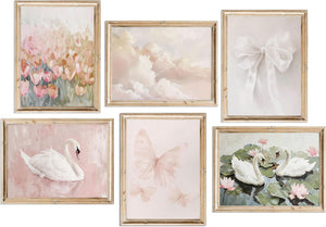 Coquette Wall Art Set of 6 – Pink Canvas Prints & Posters