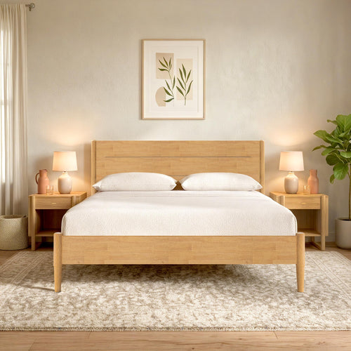 Solid Wood Platform Bed Frame with Headboard | No Box Spring Needed