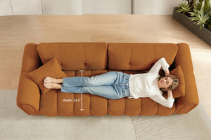 Tufted Boucle Sofa with Rolled Arms - 3-Seat Oversized Loveseat