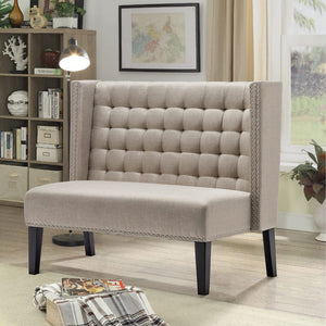 Tufted Loveseat Sofa with Wingback & Nail Head Trim