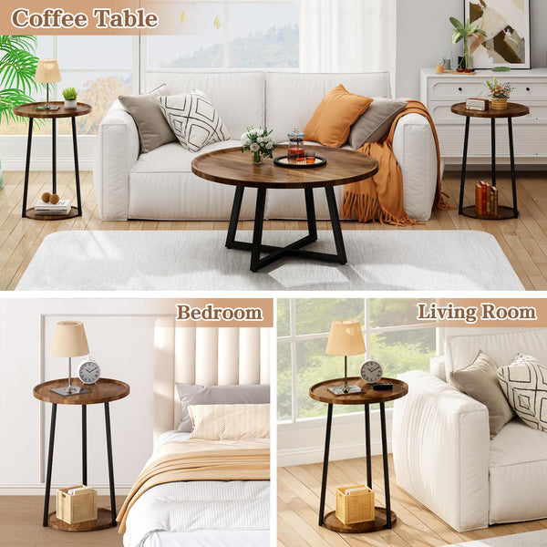 Round Coffee Table and End Table Set of 3