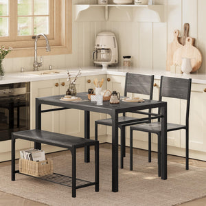 4-Piece Dining Set with Bench for 4
