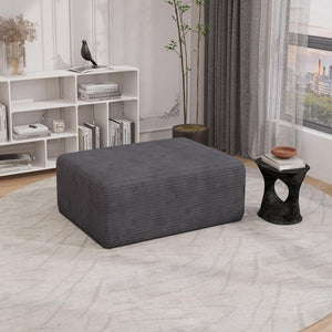 Oversized Corduroy Cloud Ottoman – Rectangle Pouf with 28D Foam