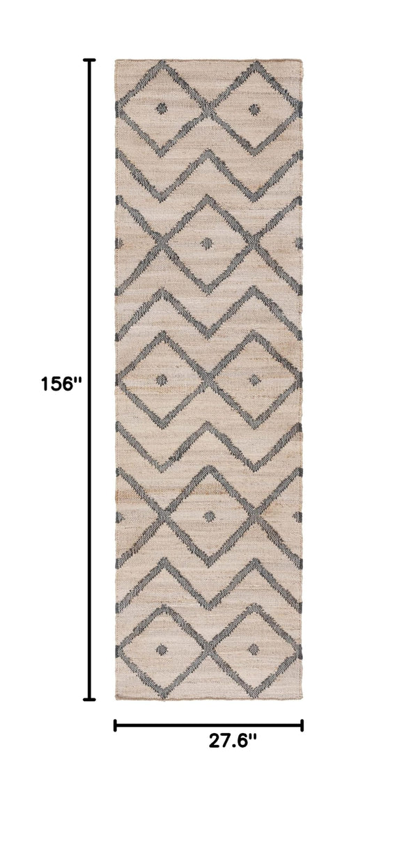 Kilim Boho Jute & Cotton Runner Rug – 2'3" x 13'