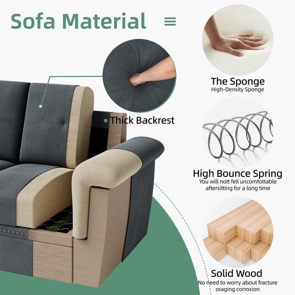 Modular L-Shaped Sectional Sofa with Storage Ottoman – Dark Gray