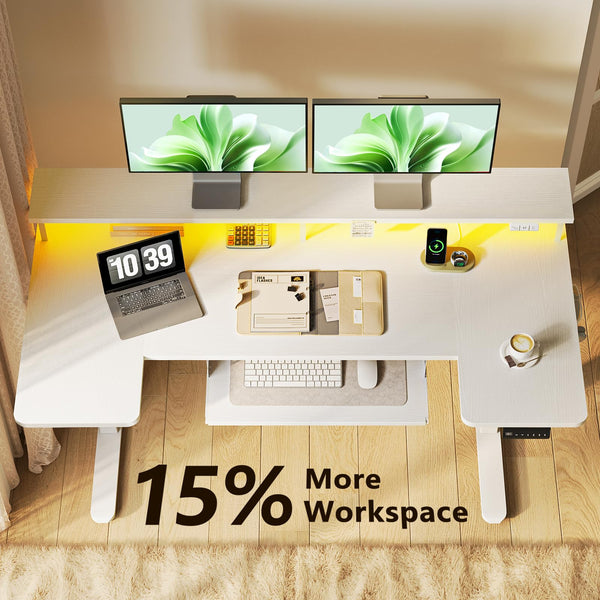 U-Shaped Electric Standing Desk with Keyboard Tray & Monitor Stand