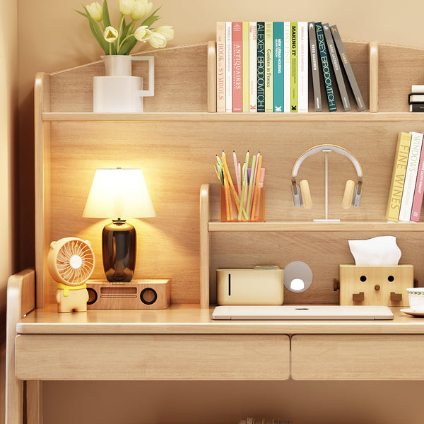 Kids Study Desk with Bookshelf and Two Drawers