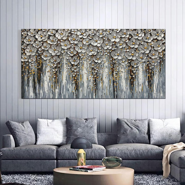Abstract Floral Canvas Wall Art – Hand-Painted Acrylic Painting