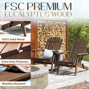 Folding Eucalyptus Adirondack Chair Set of 2