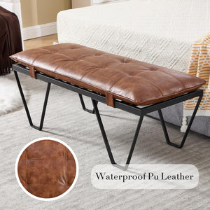 49" Upholstered Bench with Metal Legs