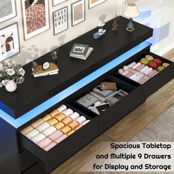 9 Drawer Dresser with LED Light