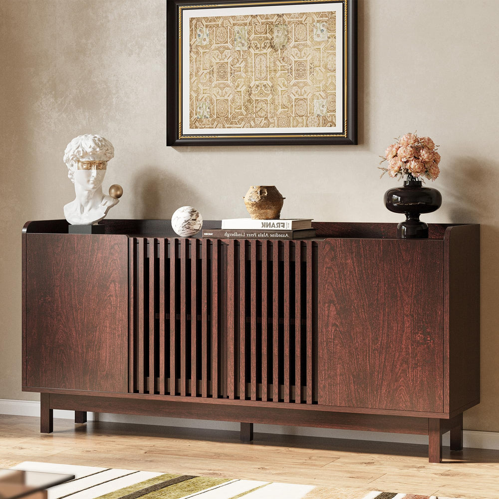 63-Inch Buffet Cabinet with Grille Doors and Adjustable Shelves