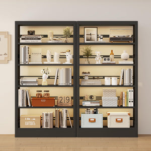 5-Tier Metal Bookcase with Adjustable Shelves