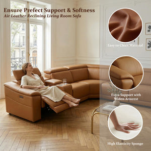 L-Shaped Power Recliner Sectional Sofa with Storage Console & USB Ports