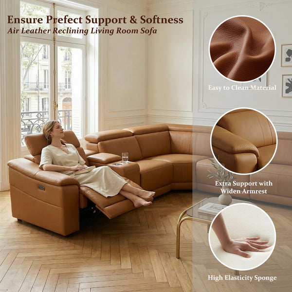 L-Shaped Power Recliner Sectional Sofa with Storage Console & USB Ports