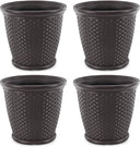 Wicker Round Planter Pot — 22" Resin, Indoor & Outdoor, Drainage Hole