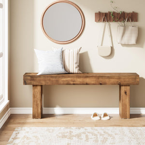 47" Solid Wood Entryway Bench