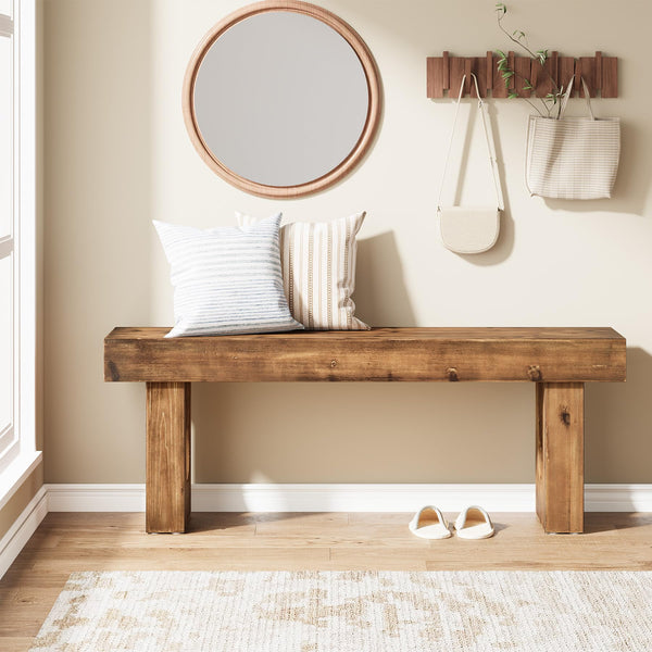 47" Solid Wood Entryway Bench