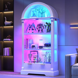72" Lighted Display Cabinet with Glass Doors and Drawer