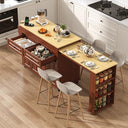 Extendable Kitchen Island Cart with Dining Table & Power Outlet