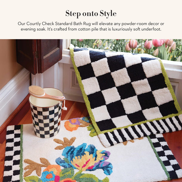 Cotton Bath Rug – Checkered Black & White, 21" x 34"