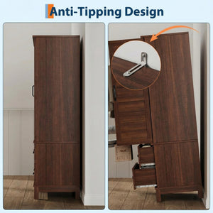 72" Armoire Wardrobe with Drawers & Adjustable Shelves – Walnut