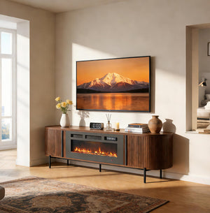 70" Fluted TV Stand with Electric Fireplace