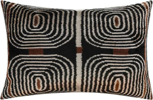 Handmade Velvet Throw Pillow Geometric Labyrinth 16x24 Down Feather Insert