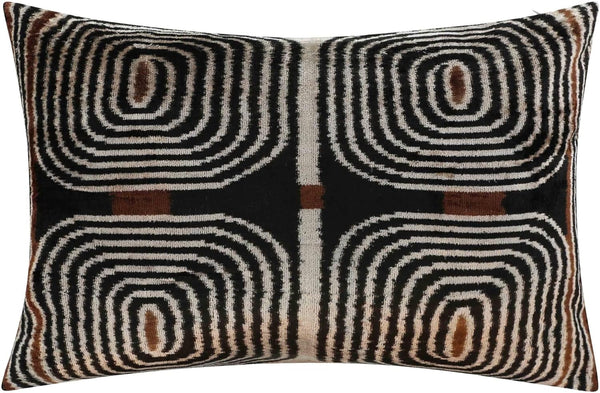 Handmade Velvet Throw Pillow Geometric Labyrinth 16x24 Down Feather Insert