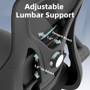 Ergonomic Office Chair with Lumbar Support, Mesh Back & PU Leather Seat