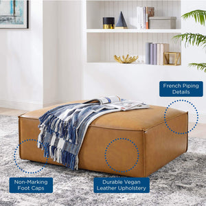 Vegan Leather Sectional Sofa Ottoman – Tan