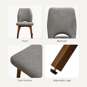 Modern Upholstered Dining Chairs Set of 4 with High Back & Wood Legs – Grey