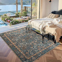 Floral Vintage Area Rug 5x7 Low Pile Machine Washable Non-Slip