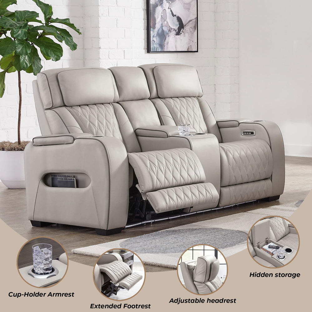 Power Reclining Loveseat with Console, LED Lights & USB Charging