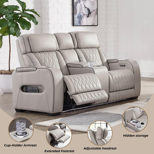Power Reclining Loveseat with Console, LED Lights & USB Charging