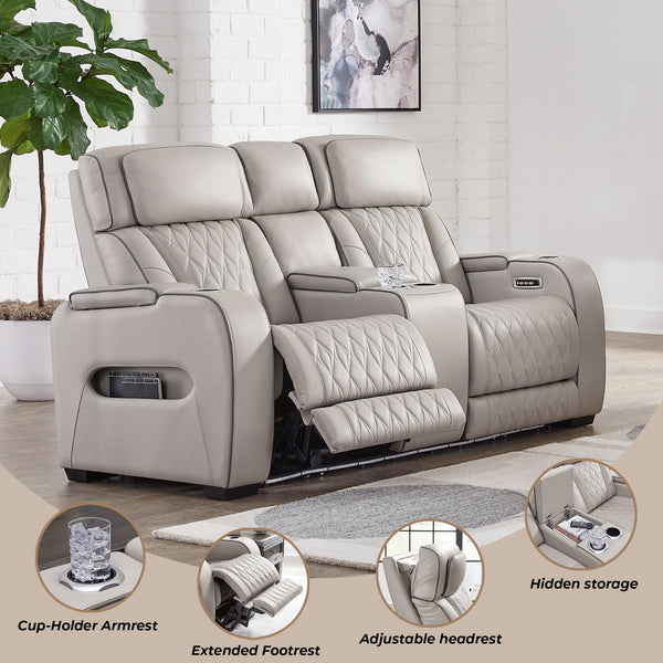 Power Reclining Loveseat with Console, LED Lights & USB Charging