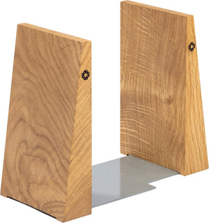 Handmade Wooden Bookends with Metal Base