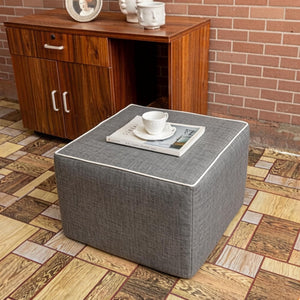 Outdoor Square Ottoman – Waterproof Patio Footrest, Gray