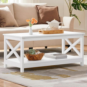 2-Tier Coffee Table with Storage Shelf