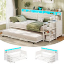 Twin Daybed with Pop-Up Trundle, Storage Drawers & LED Lights