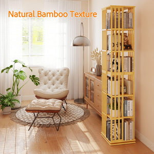 6-Tier 360° Rotating Bookshelf Tower