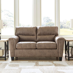Dark Brown Faux Leather Loveseat