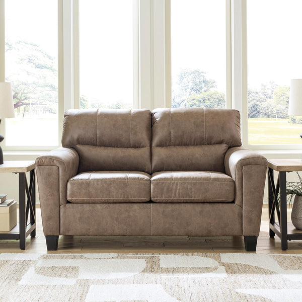 Dark Brown Faux Leather Loveseat