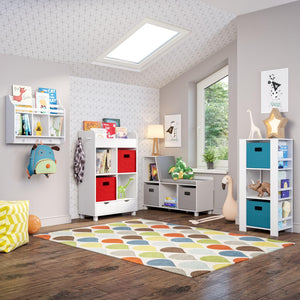 Kids Storage Bench with Cushioned Seat and Cubby Organizer
