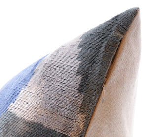 Velvet Throw Pillow – Blue & Black Abstract, 20x20"